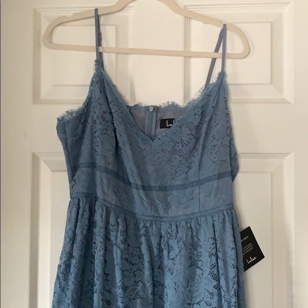 NWT Dusty Blue Lace Maxi Dress